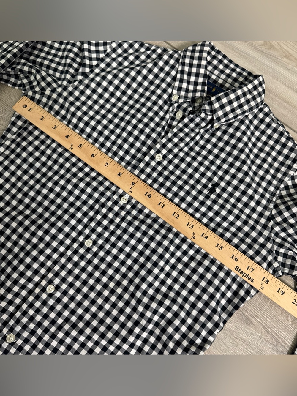 Polo RALPH LAUREN Gingham Shirt Pony Logo Cotton Womens M Black White Preppy - Picture 6 of 13